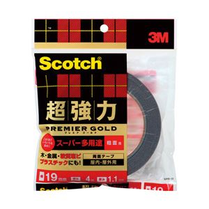 （業務用セット） スコッチ 超強力両面テープ プレミアゴールドスーパー多用途（粗面用） 1巻 型番：SPR-19 【×3セット】