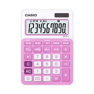 （業務用セット） カシオ（CASIO） カラフル電卓 ベイビーピンク 10桁 縦14.9×横10.4×厚さ2.2cm MW-C11A-PK-N 1個 【×3セット】