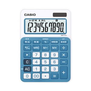 （業務用セット） カシオ（CASIO） カラフル電卓 レイクブルー 10桁 縦14.9×横10.4×厚さ2.2cm MW-C11A-BU-N 1個 【×3セット】