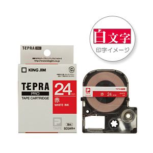 （業務用セット） 「テプラ」PROシリーズテープ スタンダード ビビッド 赤に白文字 24mm  【×5セット】