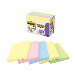（業務用セット） ポストイットR 強粘着大判ノート パステル4色 7.5×10.0cm 1パック（5冊） 型番：657-5SSAP 【×3セット】