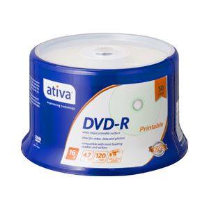 （業務用セット） ativa データ用DVD-R 4.7GB ホワイトレーベル スピンドルケース 50枚入 【×2セット】