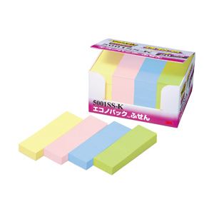（業務用セット） ポスト・イット（R） 強粘着 ふせん（7.5×2.5cm） パステル4色（イエロー・ピンク・ブルー・グリーン） 1パック（10冊） 【×2セット】