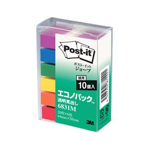 （業務用セット） ポスト・イット（R） ジョーブ 透明見出し 6色混合 6831 1箱（10個） 【×2セット】