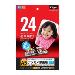 (業務用セット) インクジェット用紙 デジカメ印画紙 強光沢・超厚手 A5 24枚 JPSK-A5-24G【×5セット】