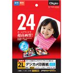 (業務用セット) インクジェット用紙 Digio デジカメ印画紙 強光沢 2L判 24枚入 JPSK-2L-24G【×5セット】