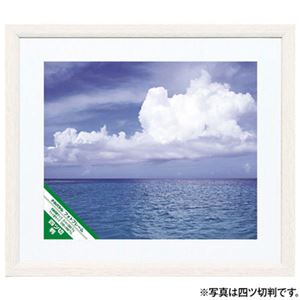 (業務用セット) 木製写真額縁（丸型・ホワイト） ワイド六ッ切判 フ-SW-223【×5セット】