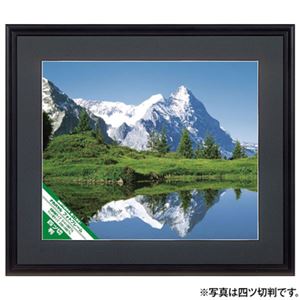 (業務用セット) 軽量アルミ製写真額縁（丸型）[透明PS板使用] ワイド六ッ切判 フ-SA-213-D ブラック【×5セット】