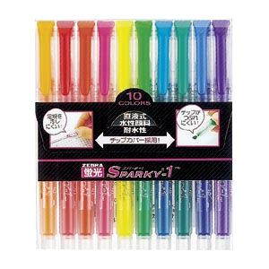 ゼブラ 蛍光スパーキー1 セット WKP1-10C 【インク色：ピンク/黄/緑/オレンジ/青/赤/ブルーグリーン/黄橙/ダークブルー/紫】 1セット