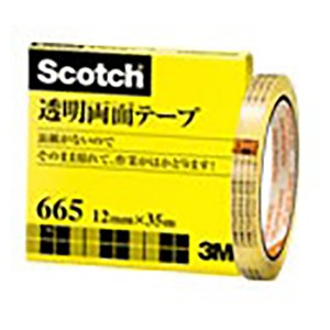（業務用セット） 住友スリーエム スコッチ[R]透明両面テープ 裏紙（はく離紙）なし 665-3-12 1巻入 【×2セット】