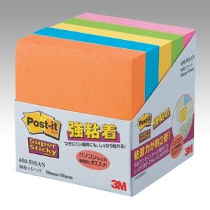 （業務用セット） 住友スリーエム ポストイット[R] 強粘着シリーズ 650-5SSAN オレンジ エレクトリックブルー ウルトライエロー ライム ローズ 5個入 【×5セット】
