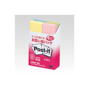 （業務用セット） 住友スリーエム ポストイット[R] お買い得パック 4個入り 横25×縦75mm 500RP-BK 混色 4個入 【×10セット】