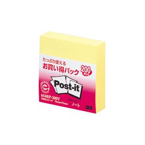 （業務用セット） 住友スリーエム ポストイット[R] お買い得パック 2個入り 横75×縦75mm 654RP-200Y イエロー 2個入 【×5セット】