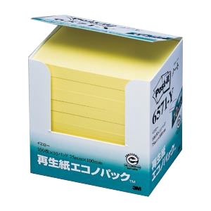 （業務用セット） 住友スリーエム ポストイット[R] エコノパック[TM]製品シリーズ 10個入り 横100×縦75mm 6571-Y イエロー 10個入 【×3セット】