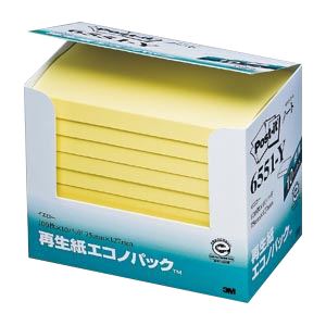（業務用セット） 住友スリーエム ポストイット[R] エコノパック[TM]製品シリーズ 10個入り 横127×縦75mm 6551-Y イエロー 10個入 【×2セット】