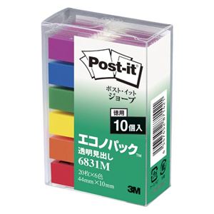 （業務用セット） 住友スリーエム ポストイット[R] ジョーブ 透明見出し エコノパック[TM]製品 6831M 混色6色 10個入 【×3セット】