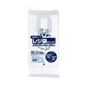 （業務用セット） レジ袋省資源タイプ 乳白 RE12 乳白 100枚入 【×10セット】