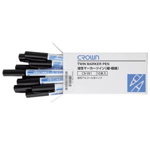（業務用セット） 油性マーカーツイン 10本入 極細／細字（0.4mm・1.0mm） CR-YK1×10-B 黒 0 【×4セット】