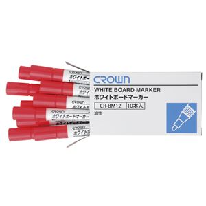 （業務用セット） ホワイトボードマーカー 中字（2mm・アルコールインキ）10本入 CR-BM12-R×10 赤 0 【×10セット】