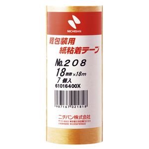 （業務用セット） ニチバン 紙粘着テープ 軽包装用紙粘着テープ 208-18 茶 7巻入 【×10セット】