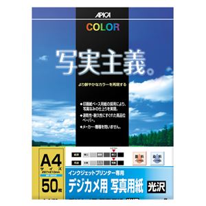 （業務用セット） アピカ 高画質インクジェットプリンター用紙 写真用紙（光沢） WP6202 50枚入 【×2セット】
