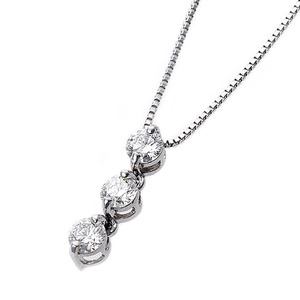 【鑑別書付】ダイヤモンドペンダント/ネックレス 0.24ct スリーストーン K18 ホワイトゴールド ダイヤ3ストーン 鑑別書付き