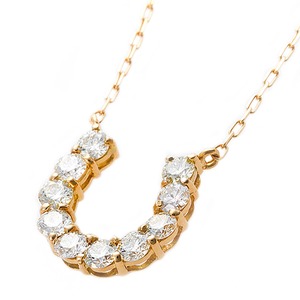 【鑑別書付】K18イエローゴールド 天然ダイヤネックレス ダイヤモンドペンダント/ネックレス0.5ct 馬蹄モチーフ
