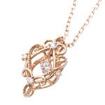 【鑑別書付】K18ピンクゴールド 天然ダイヤネックレス ダイヤモンドペンダント/ネックレス0.13ct フラワーモチーフ