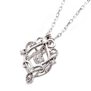 【鑑別書付】K18ホワイトゴールド 天然ダイヤネックレス ダイヤモンドペンダント/ネックレス0.13ct フラワーモチーフ