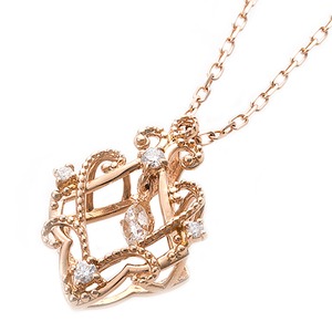 【鑑別書付】K18ピンクゴールド 天然ダイヤネックレス ダイヤモンドペンダント/ネックレス0.13ct フラワーモチーフ