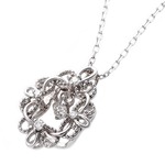 【鑑別書付】K18ホワイトゴールド 天然ダイヤネックレス ダイヤモンドペンダント/ネックレス0.13ct フラワーモチーフ