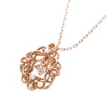 【鑑別書付】ダイヤモンドペンダント/ネックレス 0.05ct K10 ピンクゴールド アラベスク フラワーモチーフ 鑑別書付き