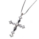【鑑別書付】K18ホワイトゴールド 天然ダイヤネックレス ダイヤモンドペンダント/ネックレス0.10ct クロスモチーフ