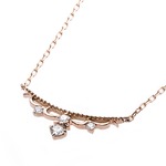 【鑑別書付】K18ピンクゴールド 天然ダイヤネックレス ダイヤモンドペンダント/ネックレス0.10ct ダイヤ4ストーン