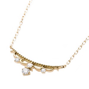 【鑑別書付】K18イエローゴールド 天然ダイヤネックレス ダイヤモンドペンダント/ネックレス0.10ct ダイヤ4ストーン