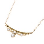 【鑑別書付】K18イエローゴールド 天然ダイヤネックレス ダイヤモンドペンダント/ネックレス0.10ct ダイヤ4ストーン