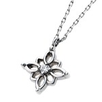 【鑑別書付】プラチナPT900 天然ダイヤネックレス ダイヤモンドペンダント/ネックレス0.014ct フラワーモチーフ