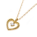 【鑑別書付】K18イエローゴールド 天然ダイヤネックレス ダイヤモンドペンダント/ネックレス0.014ct ハートモチーフ