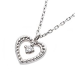 【鑑別書付】プラチナPT900 天然ダイヤネックレス ダイヤモンドペンダント/ネックレス0.014ct ハートモチーフ