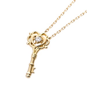 【鑑別書付】K18イエローゴールド 天然ダイヤネックレス ダイヤモンドペンダント/ネックレス0.014ct キーモチーフ