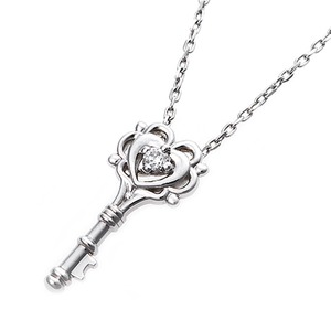 【鑑別書付】プラチナPT900 天然ダイヤネックレス ダイヤモンドペンダント/ネックレス0.014ct キーモチーフ