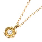 【鑑別書付】ダイヤモンドペンダント/ネックレス 一粒 0.014ct K18 イエローゴールド フラワーモチーフ 鑑別書付き