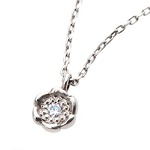 【鑑別書付】プラチナPT900 天然ダイヤネックレス ダイヤモンドペンダント/ネックレス0.014ct フラワーモチーフ