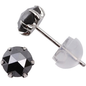 ブラックダイヤモンドピアス 一粒 大粒 1カラット プラチナ Pt900 スタッドピアス 1ct ブラックダイヤ シンプル 鑑別カード付き