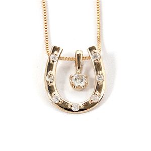 K18イエローゴールド 天然ダイヤネックレス 馬蹄型 ダイヤモンドペンダント/ネックレス0.1CT