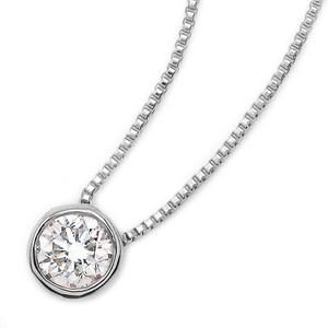 ダイヤモンド ネックレス 一粒 0.1ct K18 ホワイトゴールド ペンダント Nudie Heart（ヌーディーハート） 人気の覆輪留 SI〜Iクラス ペンダント