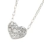 ダイヤモンド ネックレス K18 ホワイトゴールド 0.15ct ハート ダイヤパヴェネックレス ペンダント