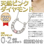 ダイヤモンド ピンクダイヤモンドペンダント/ネックレス プラチナ Pt900 13石 合計0.2ct 馬蹄型 鑑別書付き