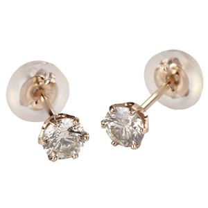 ダイヤモンドピアス 一粒 K18 ピンクゴールド 0.1ct スタッドピアス