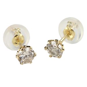 ダイヤモンドピアス 一粒 K18 イエローゴールド 0.3ct スタッドピアス